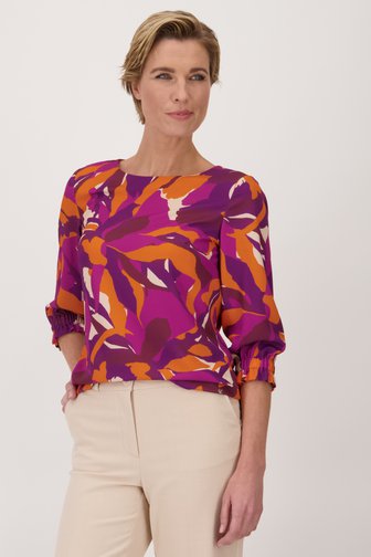 Claude Arielle Blouse met oranje-paarse print