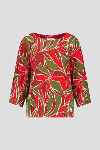 Blouse met print in kaki en rood van Libelle voor Dames