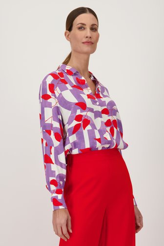 Blouse met rood-paarse print van D'Auvry voor Dames