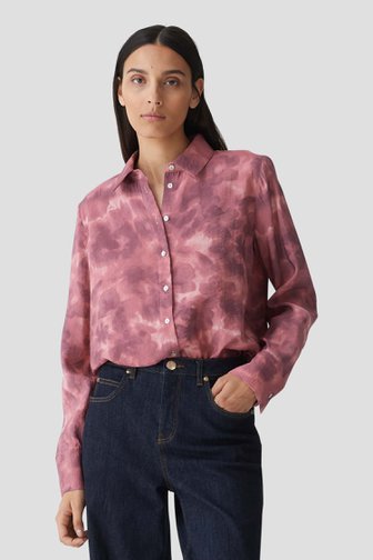Blouse met roze aquarelprint van Opus voor Dames
