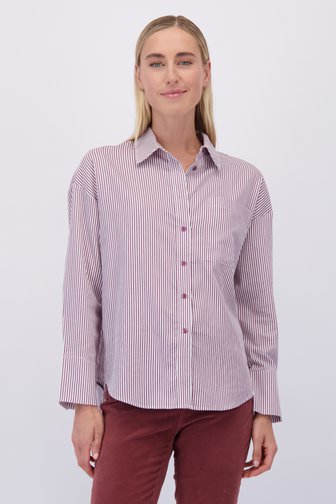 Voorkant van Blouse met wijnrood gestreept motief door Liberty Island voor Dames
