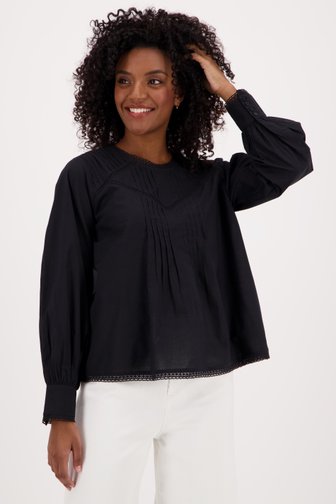 Blouse noire à détails fins de Louise pour Femmes