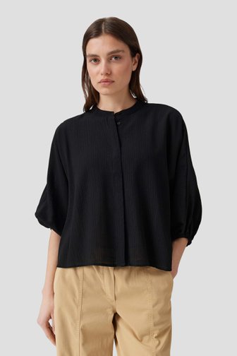Le devant de Blouse noire à manches trois-quarts de Opus pour Femmes