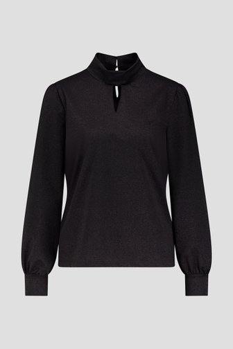 Le devant de Blouse noire à paillettes avec encolure en V de Geisha pour Femmes