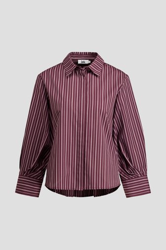 Le devant de Blouse rayée brun bordeaux de Louise pour Femmes
