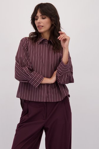 Le devant de Blouse rayée brun bordeaux de Louise pour Femmes