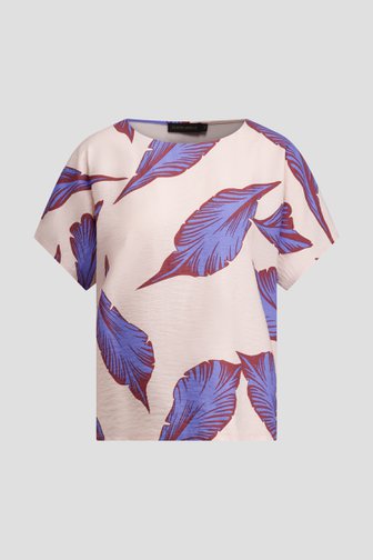 Photo produit 1 de Blouse rose clair à imprimé feuilles de Claude Arielle pour Femmes