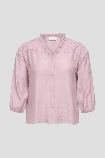 Photo produit 1 de Blouse rose clair avec broderie anglaise de ONLY Carmakoma pour Femmes