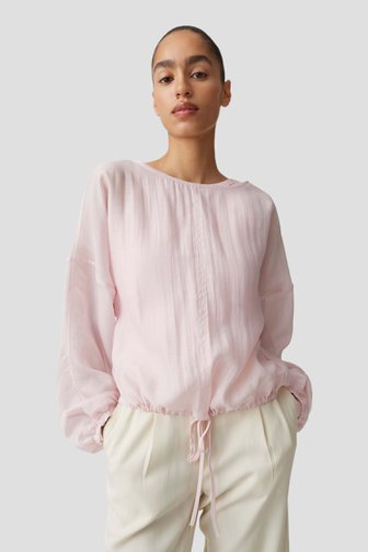 Le devant de Blouse rose clair avec ruban à nouer de Opus pour Femmes