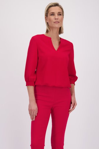 Le devant de Blouse rouge à manches 3/4 de Claude Arielle pour Femmes