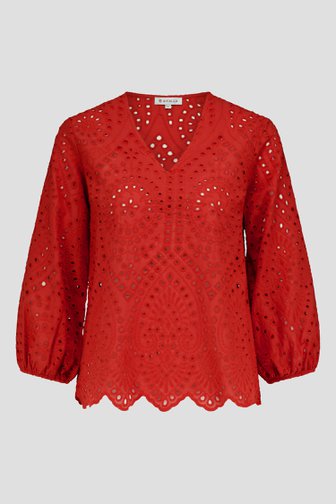 Blouse rouge avec broderie anglaise de Bicalla pour Femmes