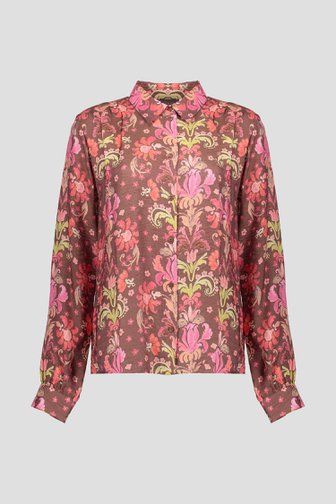Photo produit 1 de Blouse rouge brun à motif floral coloré de Geisha pour Femmes