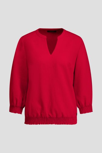 Le devant de Blouse rouge intense à manches 3/4 de Claude Arielle pour Femmes