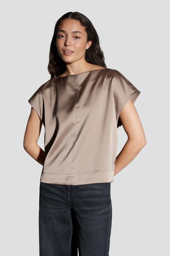 Le devant de Blouse taupe au fini satiné de Opus pour Femmes