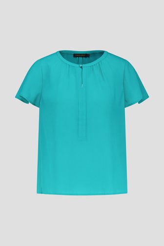 Blouse turquoise à manches papillon courtes de Claude Arielle pour Femmes