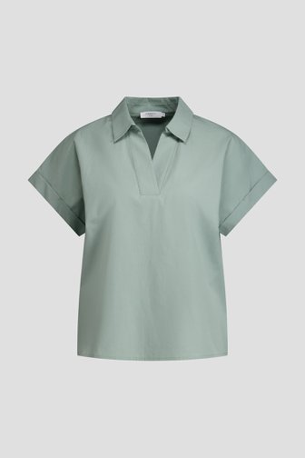 Le devant de Blouse vert clair à col en V de Liberty Island pour Femmes