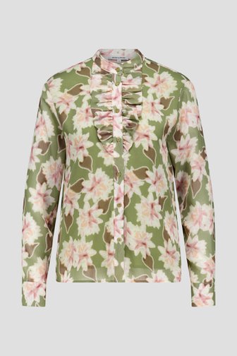 Le devant de Blouse vert et rose à imprimé fleuri de More & More pour Femmes