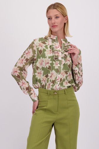 Le devant de Blouse vert et rose à imprimé fleuri de More & More pour Femmes
