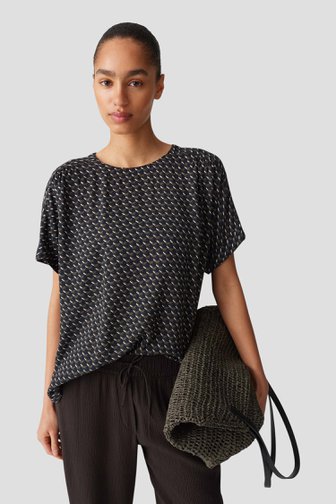 Le devant de Blouse vert foncé à imprimé graphique de Opus pour Femmes