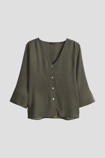 Le devant de Blouse vert olive à manches 3/4 de Opus pour Femmes