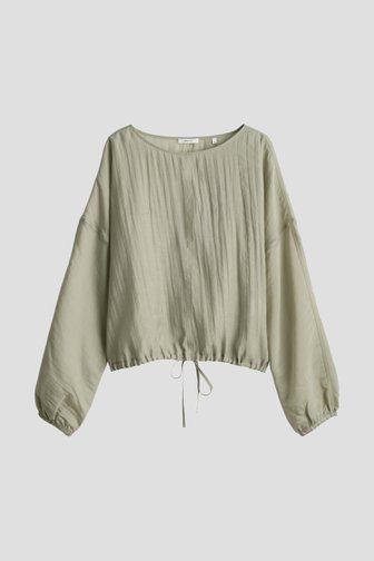 Le devant de Blouse vert olive avec ruban à nouer de Opus pour Femmes