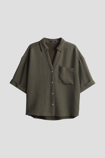 Blouse vert olive avec structure à rayures de Opus pour Femmes