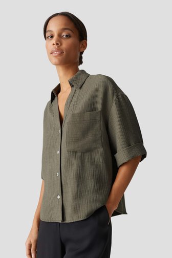 Blouse vert olive avec structure à rayures de Opus pour Femmes