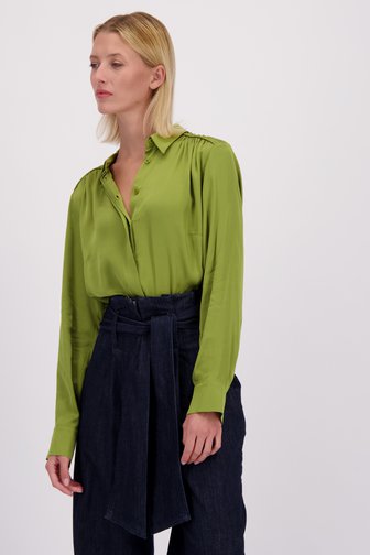 Le devant de Blouse verte à effet satin de More & More pour Femmes