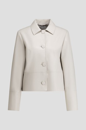 Le devant de  Blouson gris clair en simili-cuir de D'Auvry pour Femmes