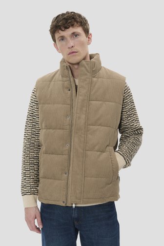 Le devant de Bodywarmer beige en velours côtelé de Matinique pour Hommes