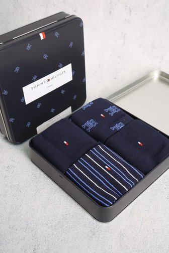 Boîte cadeau chaussettes navy - 4 paires de Tommy Hilfiger pour Hommes