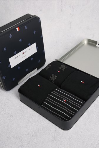 Boîte cadeau chaussettes noires - 4 paires de Tommy Hilfiger pour Hommes