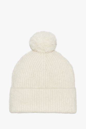 Bonnet beige à pompon de Opus pour Femmes