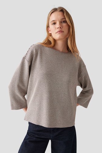 Voorkant van Bordeaux-beige gemêleerde trui door Opus voor Dames