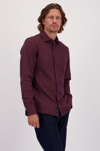 Voorkant van Bordeaux-blauw geruit hemd - Regular fit  door Ravøtt voor Heren