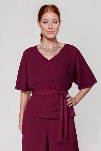 Voorkant van Bordeaux blouse met striklint door D'Auvry voor Dames