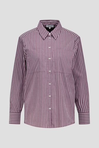 Voorkant van Bordeaux blouse met witte strepen door More & More voor Dames