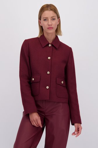 Voorkant van Bordeaux bouclé vestje  door D'Auvry voor Dames