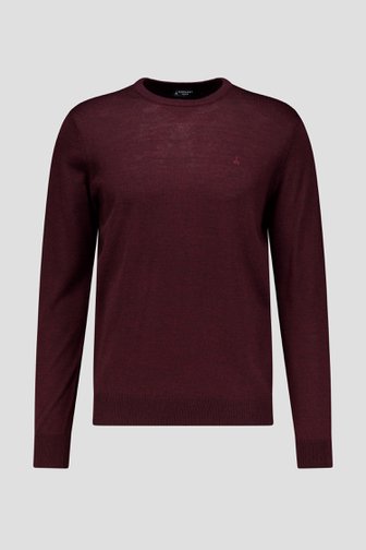 Voorkant van Bordeaux fijn gebreide trui met ronde hals door Dansaert Black voor Heren