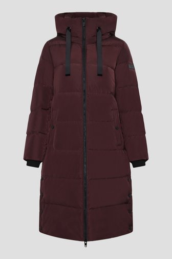 Voorkant van Bordeaux halflange gewatteerde jas door Rock and Blue voor Dames