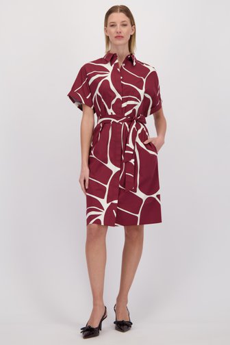 Voorkant van Bordeaux midikleedje met grafische print door D'Auvry voor Dames