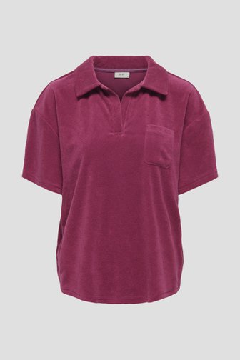 Productfoto 1 van Bordeaux polo met korte mouwen in badstof door JDY voor Dames