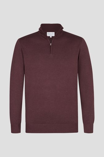 Michaelis Bordeaux pull met korte rits