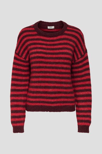 Voorkant van Bordeaux-rood gestreepte trui door JDY voor Dames