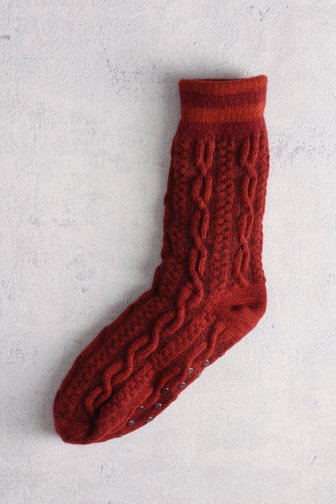 Liberty Island Bordeaux sokken met kabelmotief