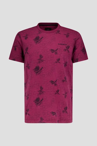 Bordeaux T-shirt met fijn bloemenprint van BlueFields voor Heren