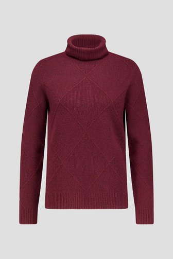 Voorkant van Bordeaux trui met rolkraag door Liberty Island voor Dames