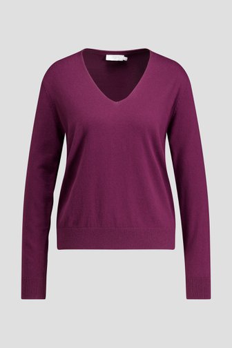 Voorkant van Bordeaux trui met V-hals door Liberty Island voor Dames