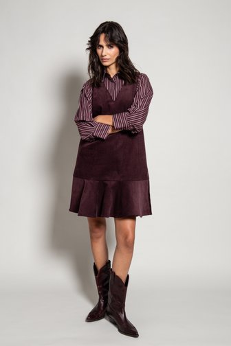 Extra foto 5 van Bordeauxbruin kleedje in corduroy door Louise voor Dames