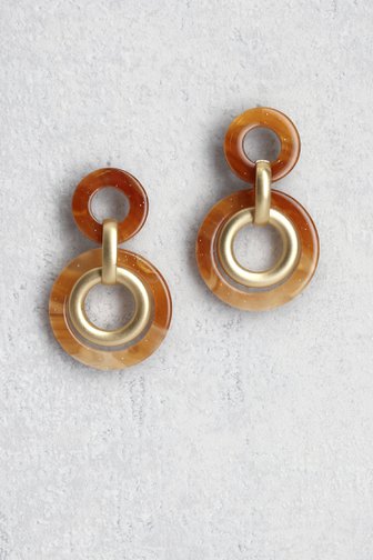 Le devant de Boucles d’oreilles avec anneaux bruns et dorés de Liberty Island pour Femmes